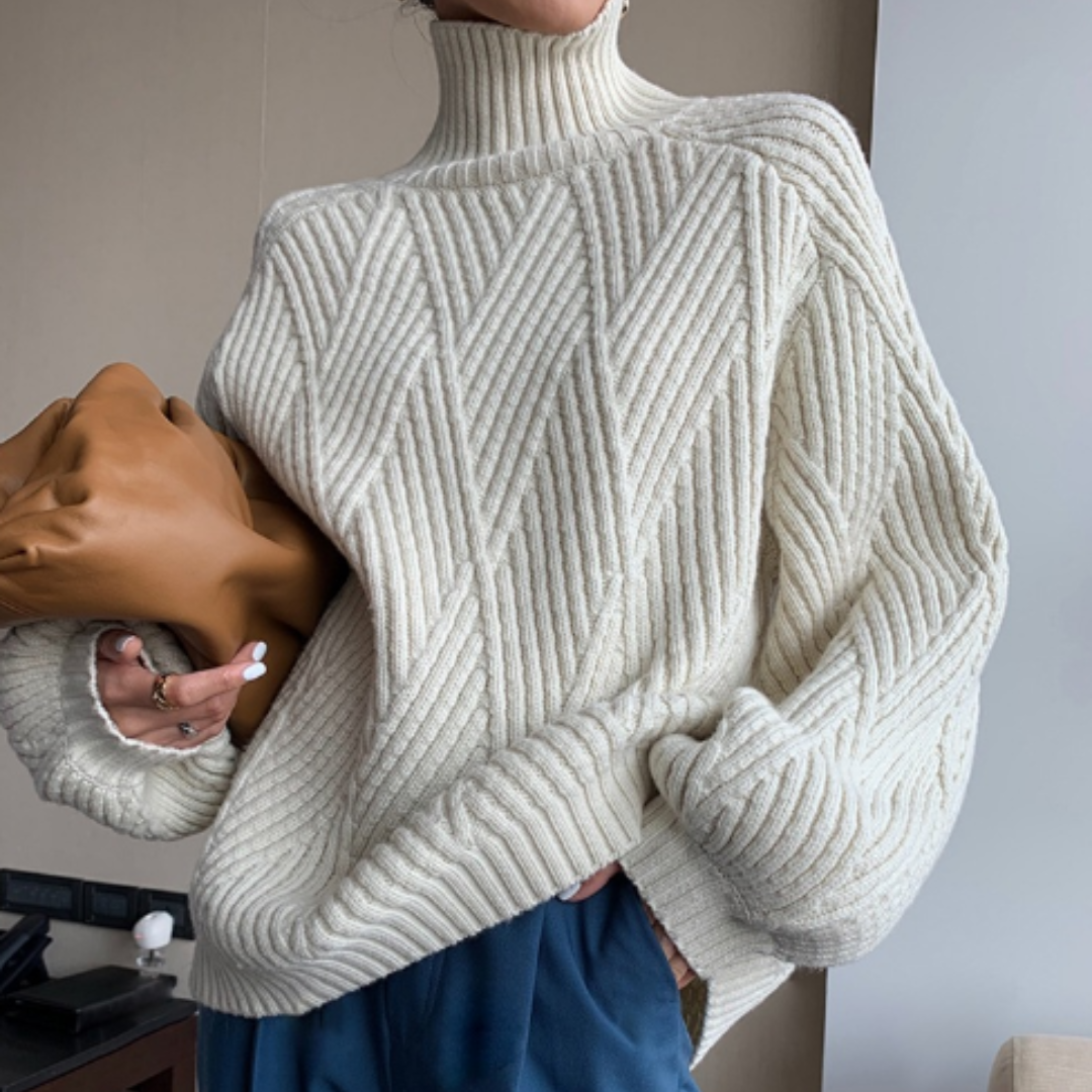 Levoire | Bergère Pull Femme Chaud Blanc Noir Blanc