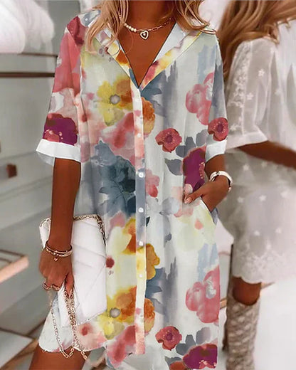 Levoire | Femme Robe Boutonnée à Fleurs - Mini