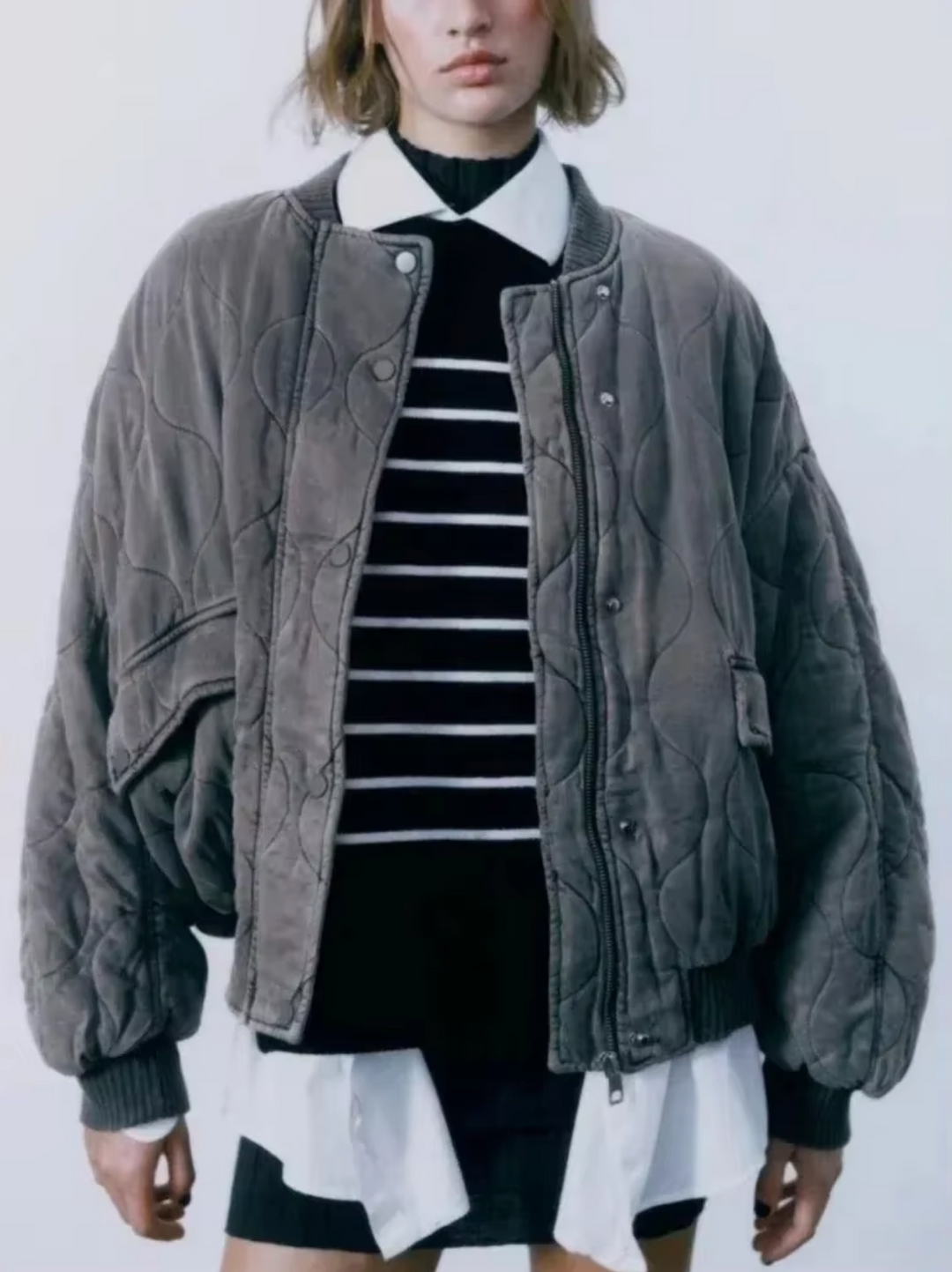 Levoire | Veste En Coton Avec Col Rond Gris