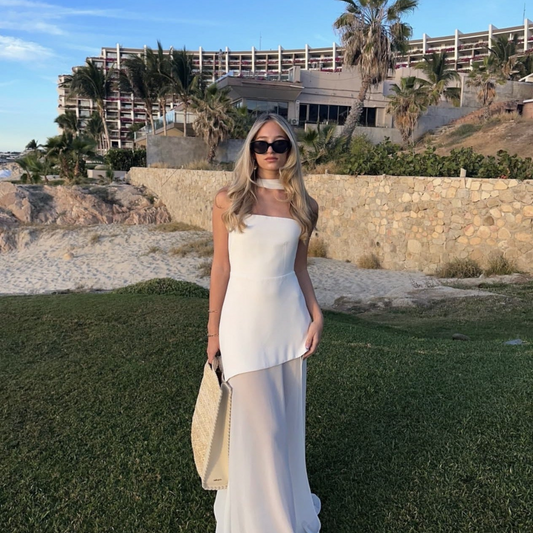 Levoire | Robe D'Été Élégante Et Asymétrique Pour Invitée De Mariage - Maxi Blanc