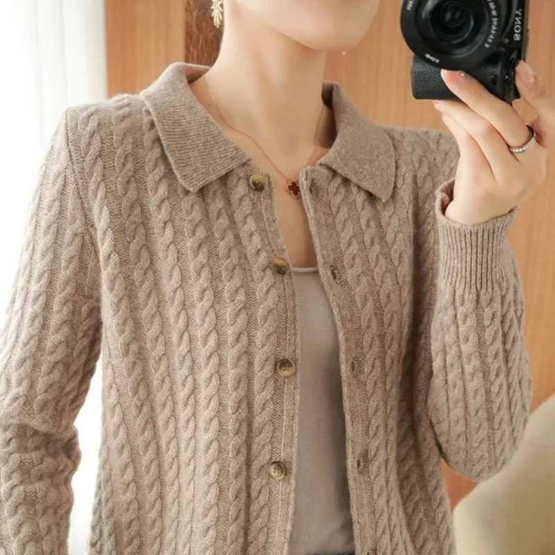 Levoire | Cardigan Femme Gilet Tricoté Avec Col Et Boutons Braun