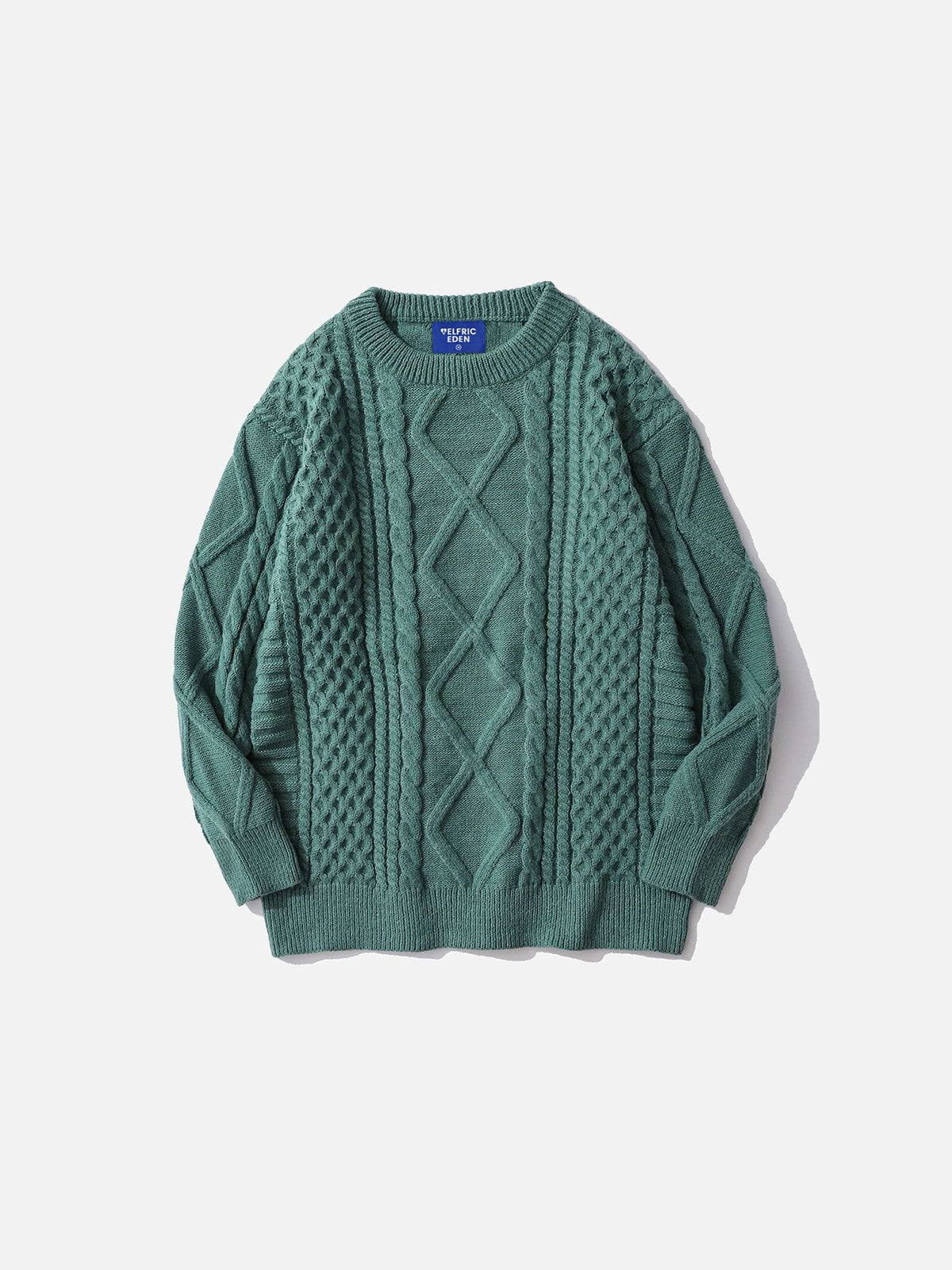 Levoire | Pull Texturé À Col Rond Et Manches Longues Vert