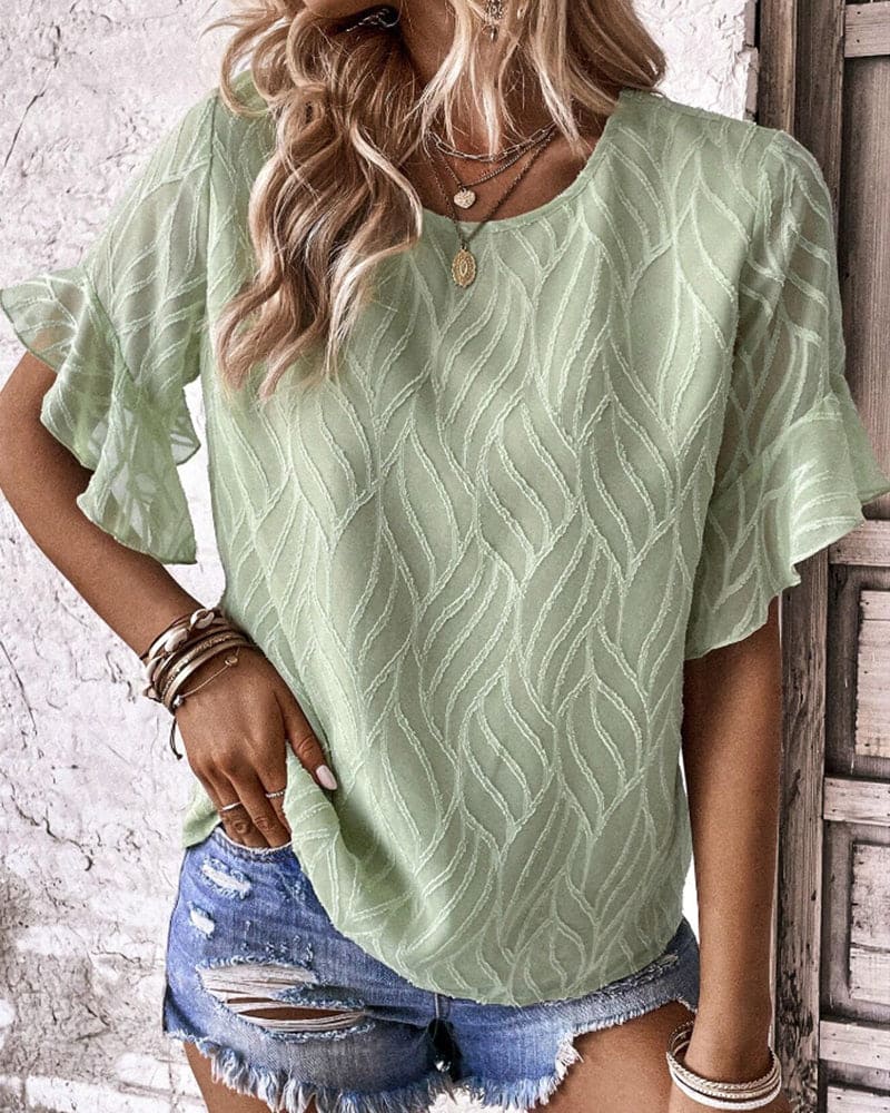 Levoire | T-Shirt Col Rond En Une Seule Couleur Vert