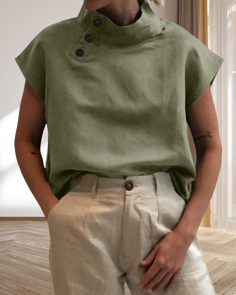 Levoire | Puuvillasta Ja Pellavasta, Jossa Pystykaulus Ja Nappilukitus