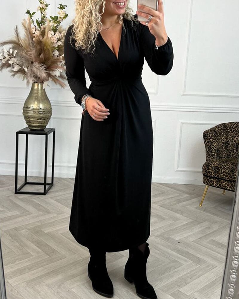 Levoire | Robe Unie À Manches Longues Noir