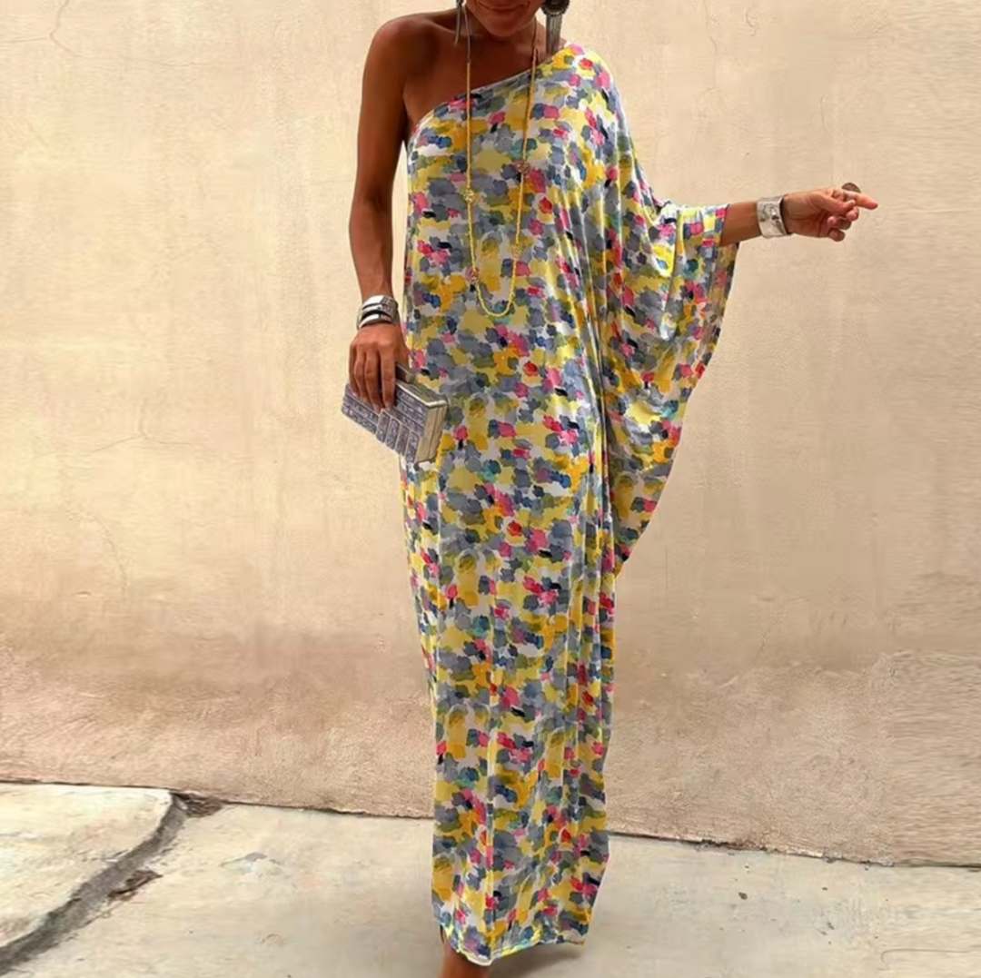 Levoire | Robe Longue Avec Motif Floral Et Une Épaule