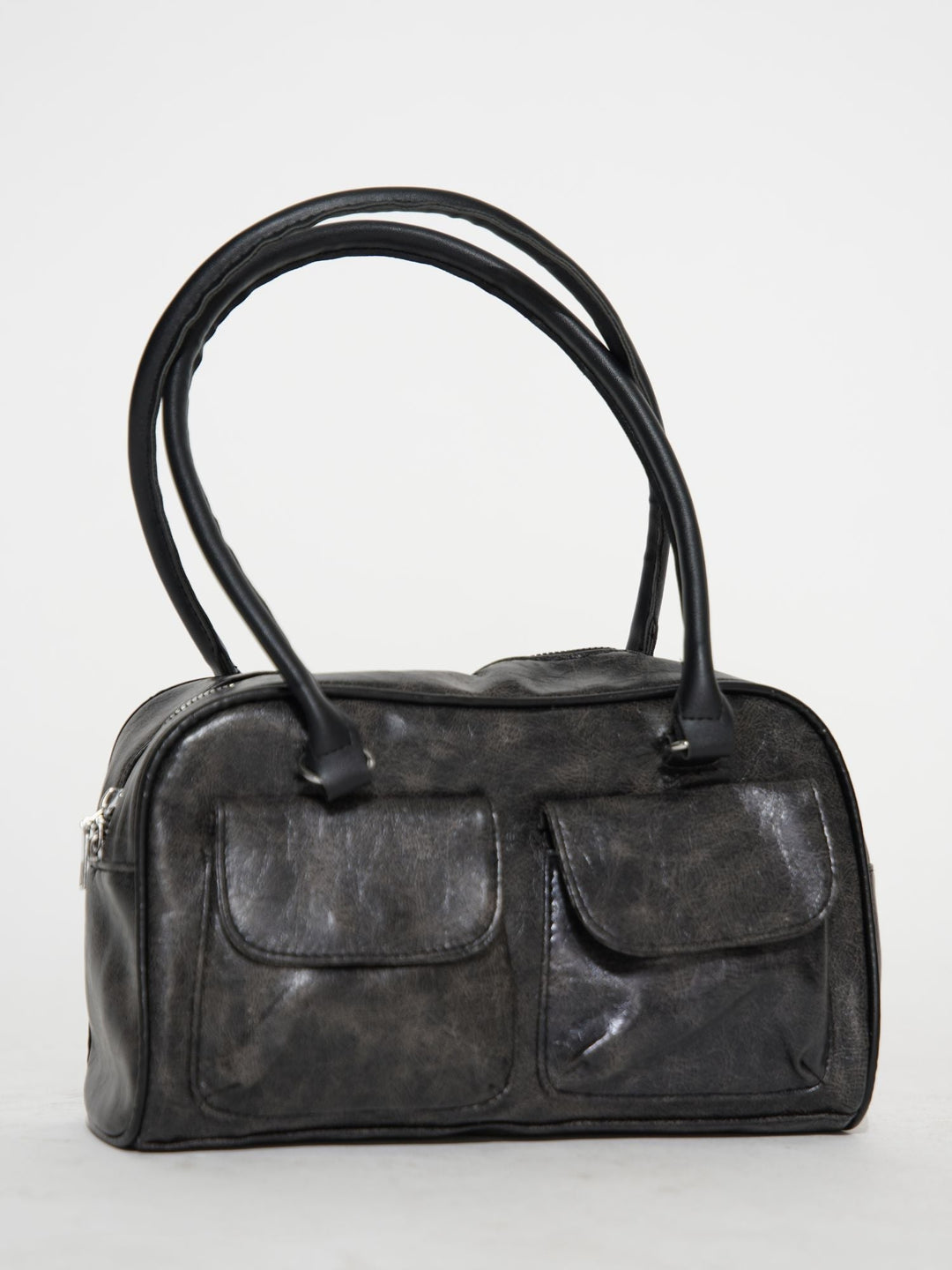 Levoire | Sac À Main En Cuir Délavé Avec Poches Latérales Noir