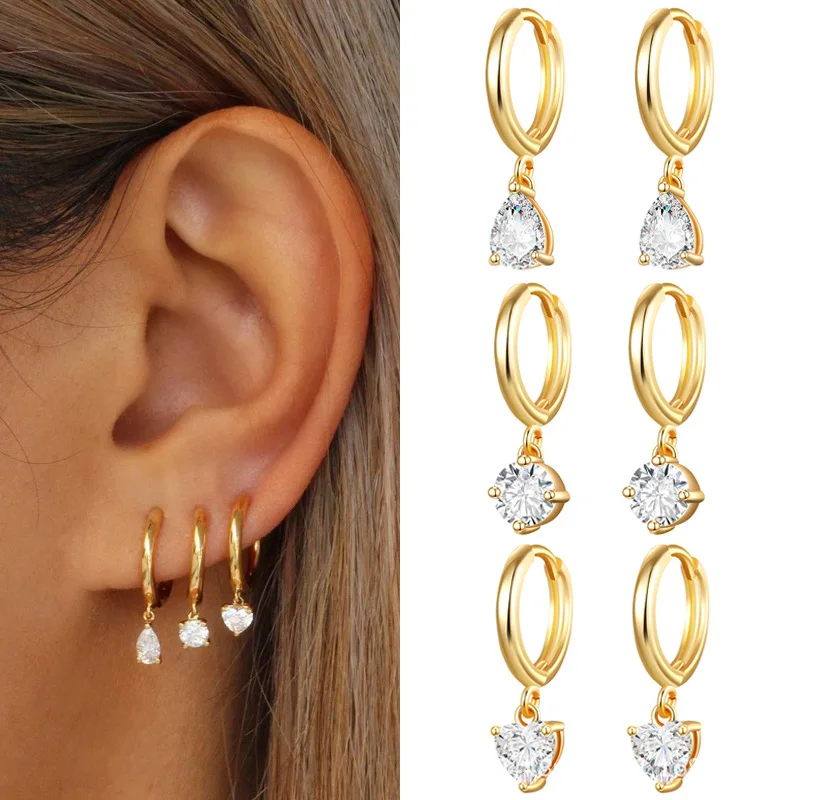 Levoire | Zirconium Tippu Boucles D'Oreilles Or 3 Parin Setti