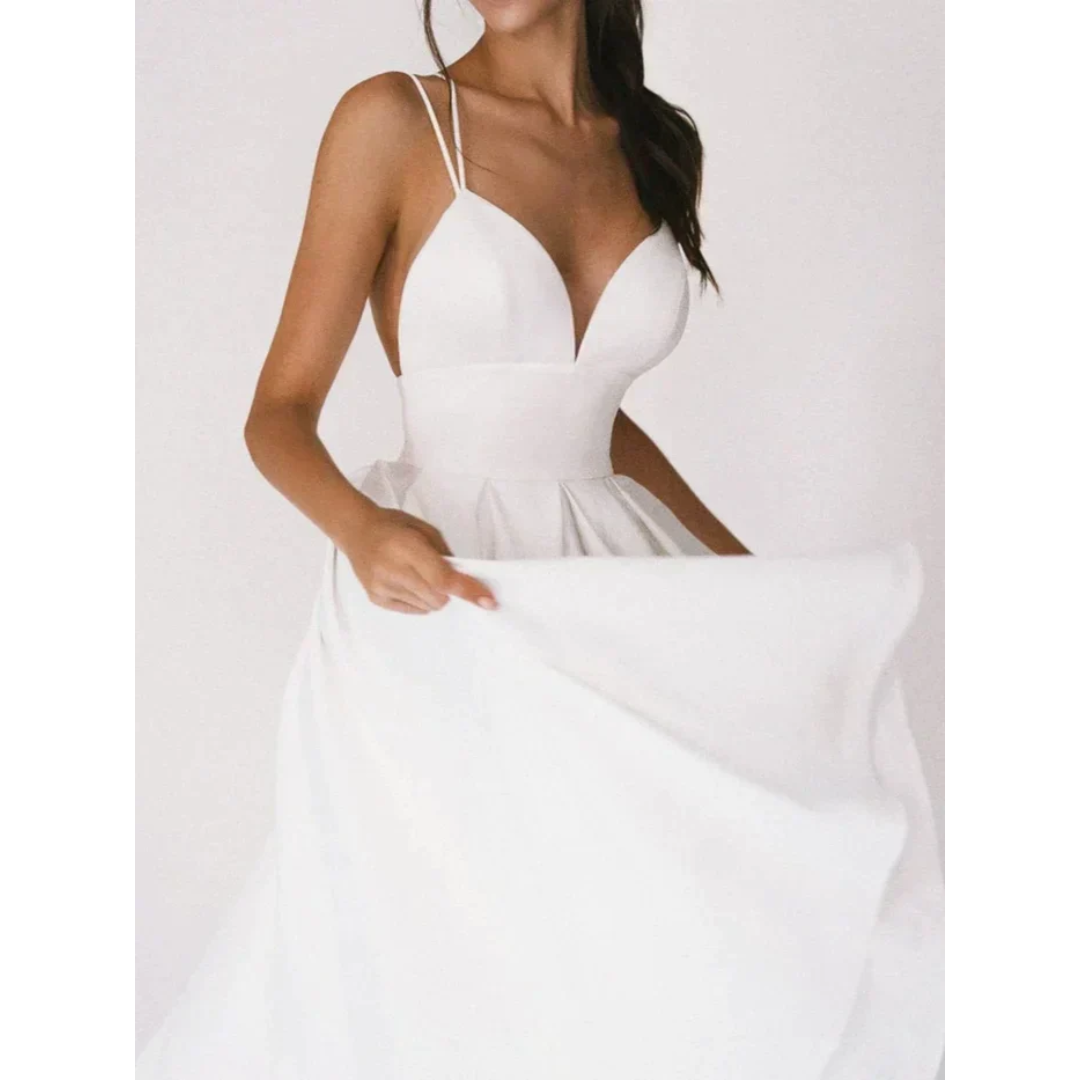 Levoire | Robe midi élégante pour événements du soir pour femmes Blanc