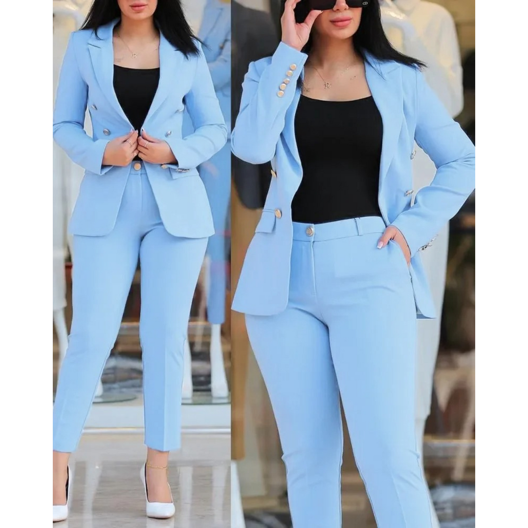 Levoire | Blazer Et Ensemble De Pantalon Pour Femmes Bleu clair