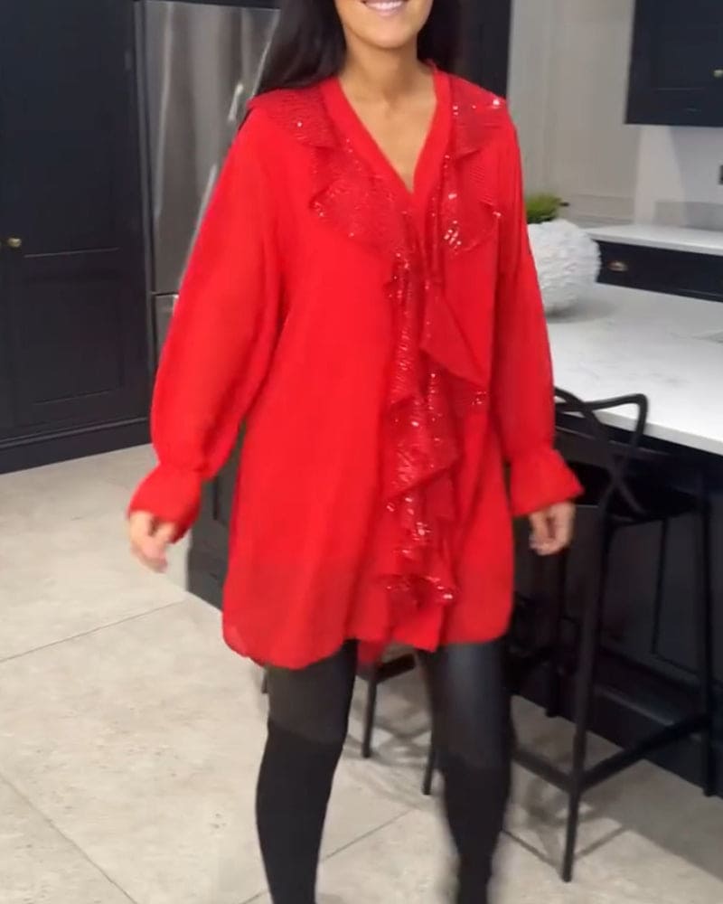 Levoire | Blouse Avec Volants Dans Une Coupe Élégante Rot