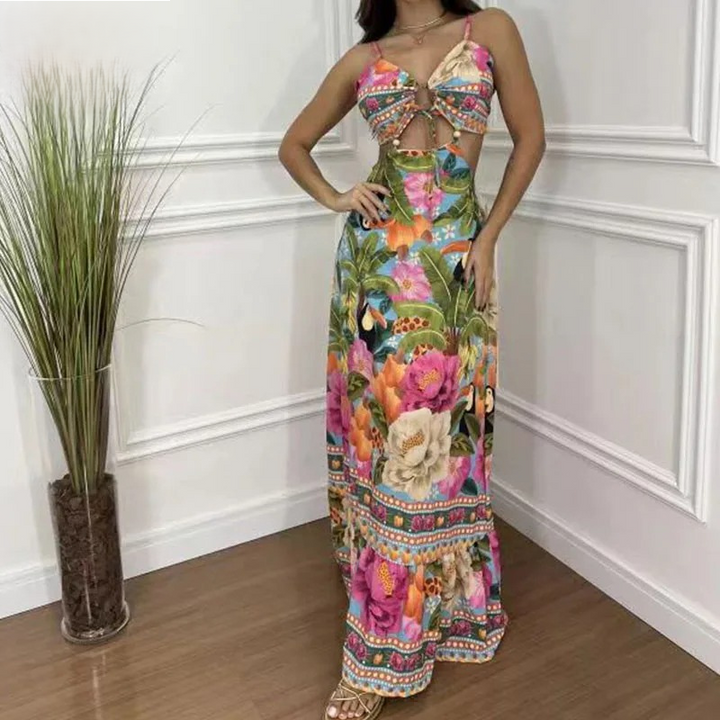 Levoire | Robe Longue Tropicale Bleu