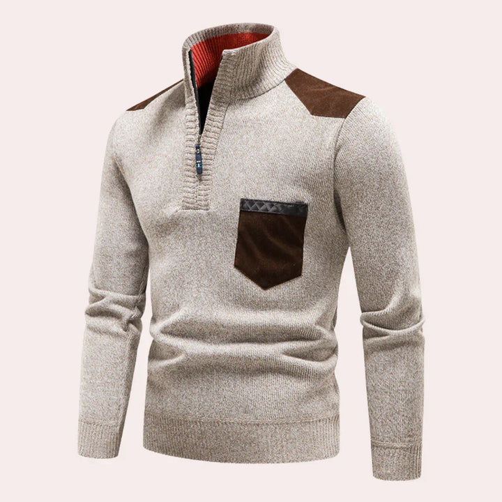 Levoire | Élégant Pull Pour Hommes Avec Fermeture Éclair Beige