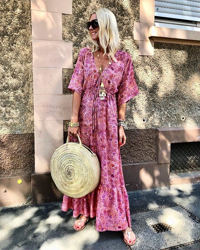 Levoire | Robe Midi À Manches Courtes Rose