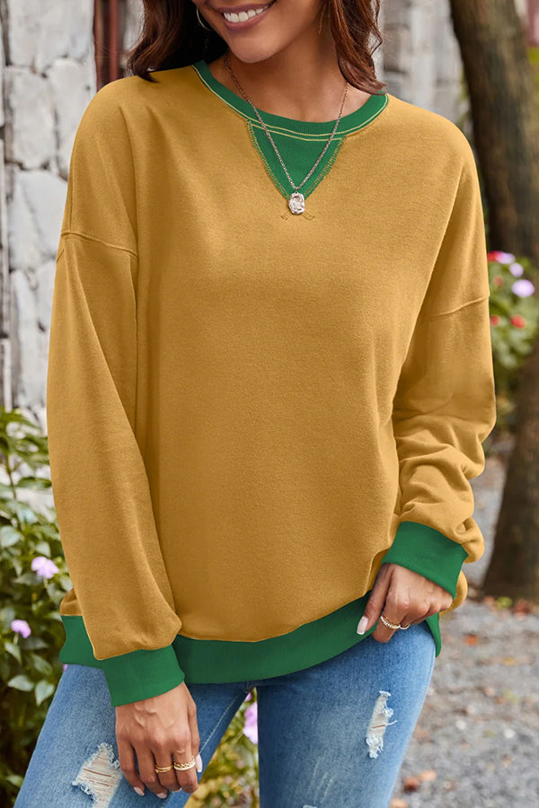 Levoire | Grande Taille Femme Sweat-Shirt Avec Blocs De Couleurs Et Manches Longues Jaune