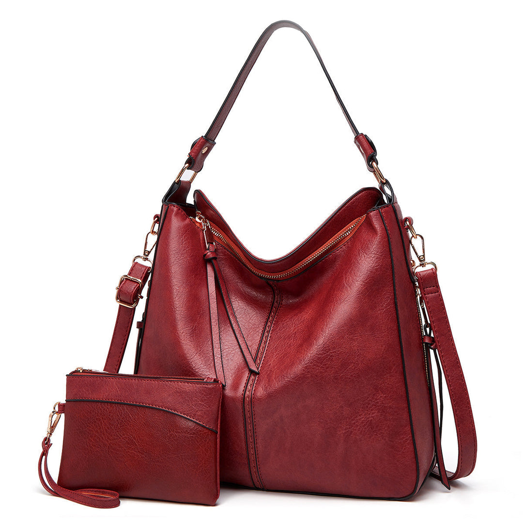 Levoire | Sac En Cuir Élégant Avec Grande Capacité Et Poches Latérales Ensemble rouge