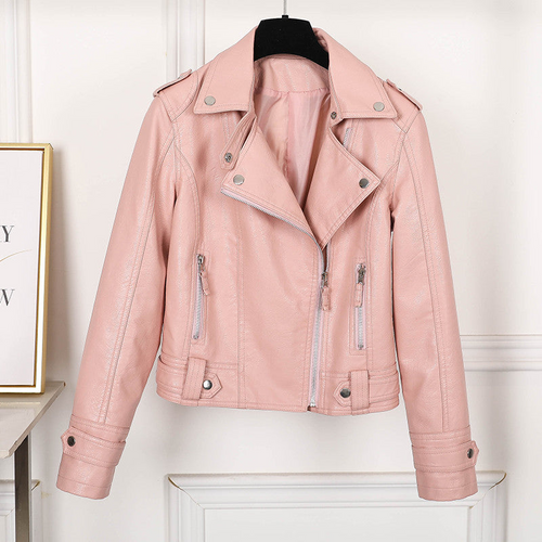 Levoire | Femme Slimfit Veste en Cuir Noire avec Revers et Fermeture Éclair pour Femmes