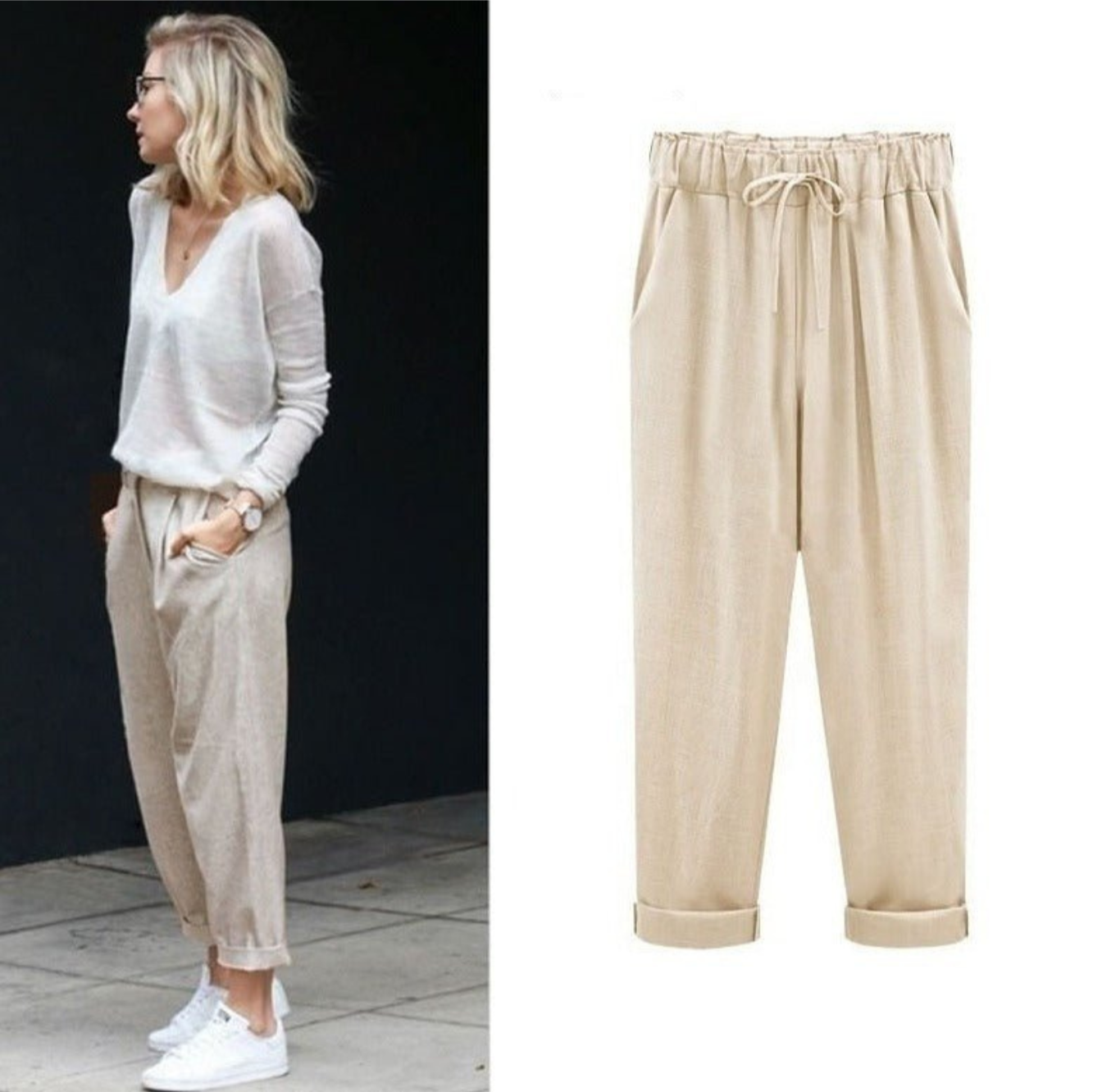 Levoire | Pantalon En Lin Et Coton Pour Femmes Beige