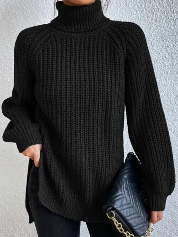 Levoire | Pull Col Roulé Avec Fentes Latérales Idéal Pour Décontracté Et Chic Noir