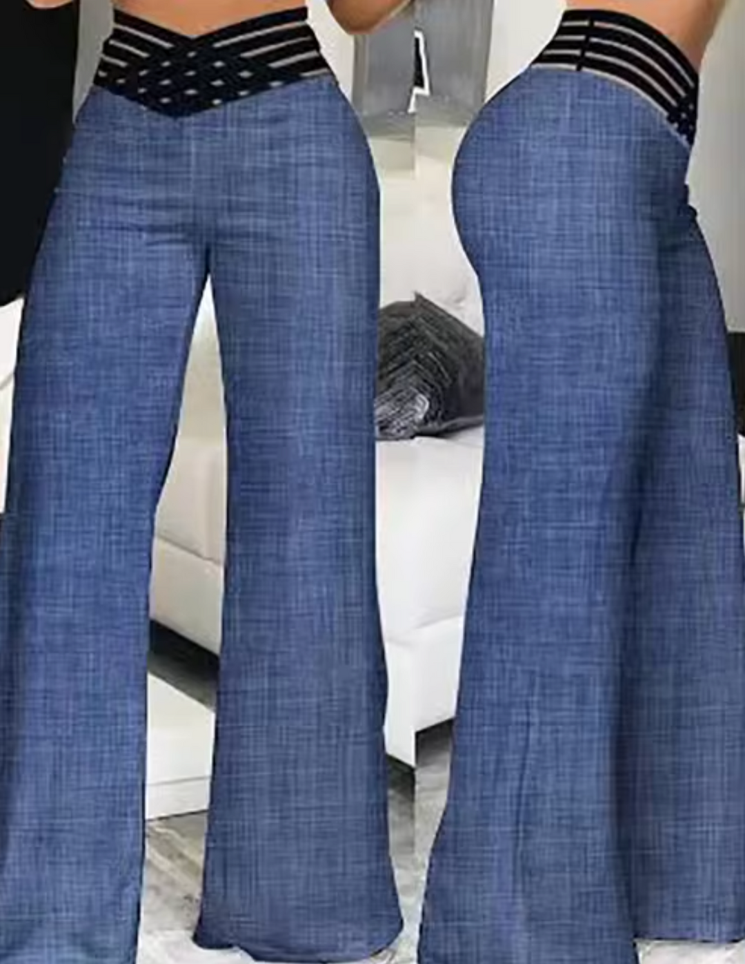 Levoire | Pantalon Taille Haute À Taille Basse Avec Des Jambes Croisées Jeans bleu