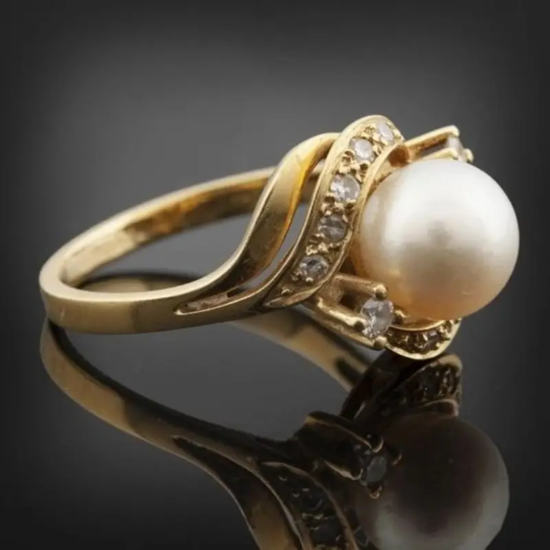 Levoire | Bague Élégante Perle Et Diamant Or Gold 10