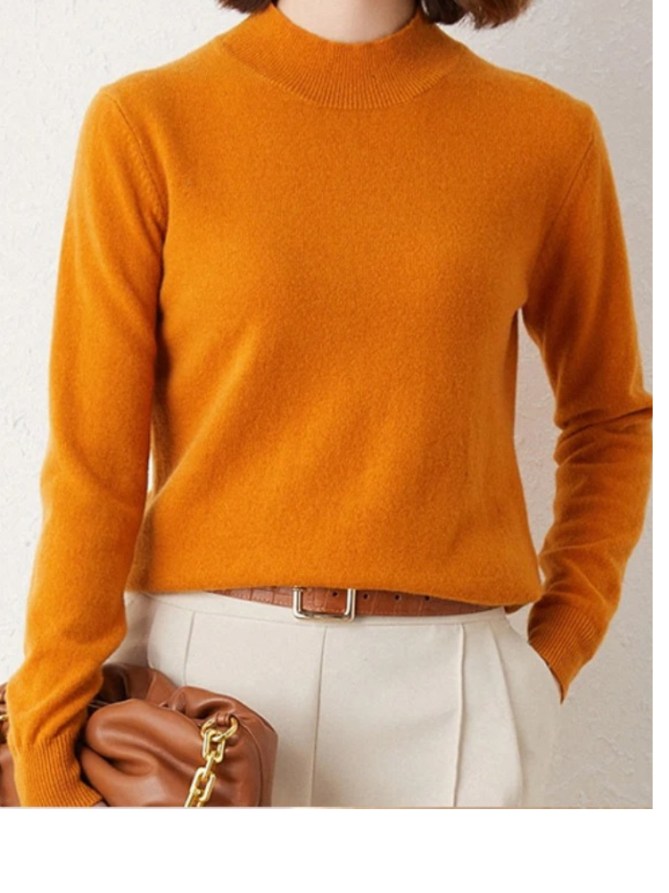 Levoire | Pull Classique À Col Montant, Pull Élégant Orange