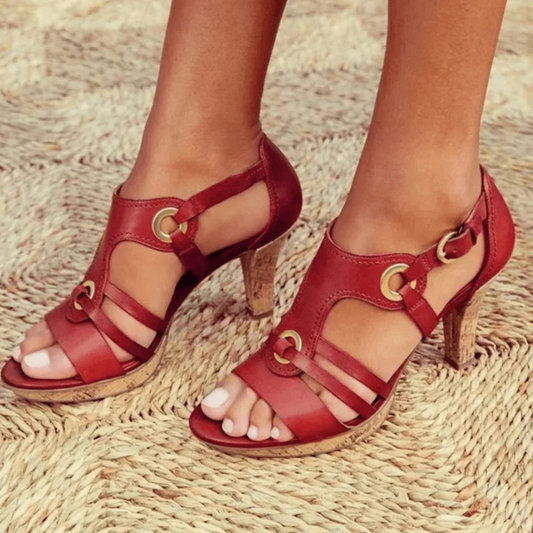 Levoire | Sandales À Levoire | Talons À Lanières Pour - Femmes - Bout Ouvert Rouge