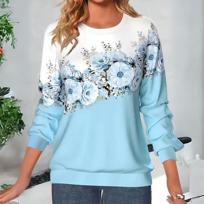 Levoire | Pull Élégant Pour Femmes Avec Motif Floral Bleu