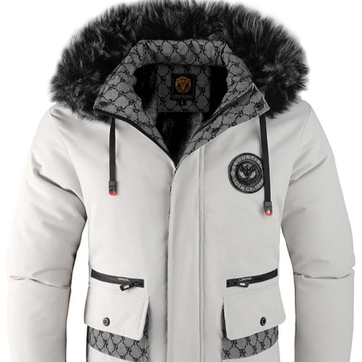 Levoire | Veste Longue À Col Fourrure Avec Poches Blanc
