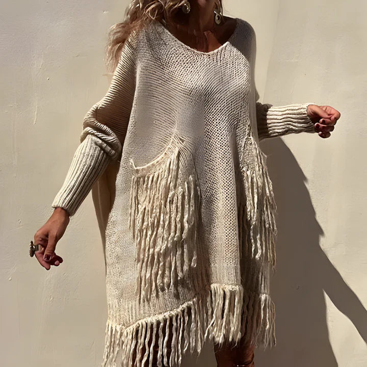 Levoire | Pull-overs à franges style boho Beige