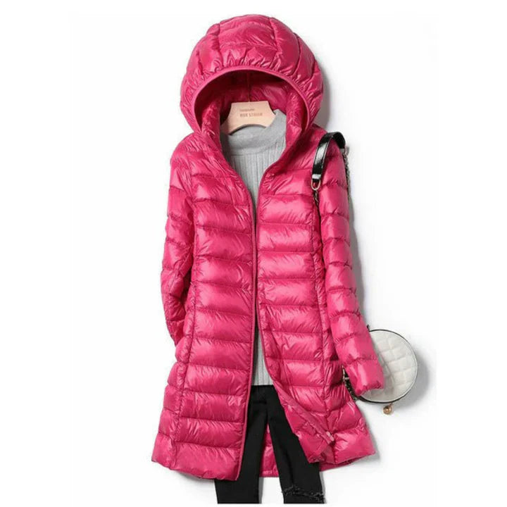 Levoire | Long manteau pour femmes avec capuche Rose 2