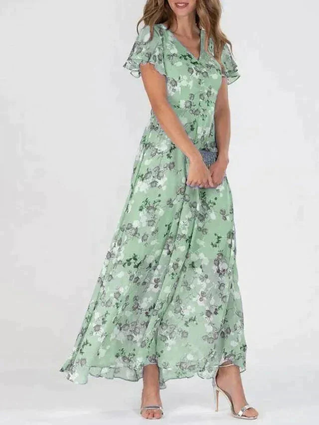 Levoire | Élégant Robe Maxi Multicolore Vert clair