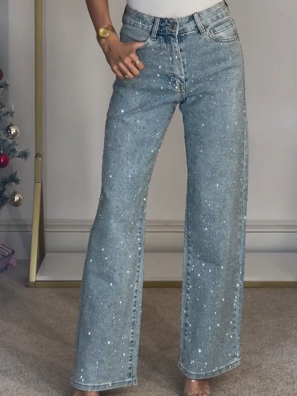 Levoire | Jeans Avec Haute Taille Et Détails Diamant