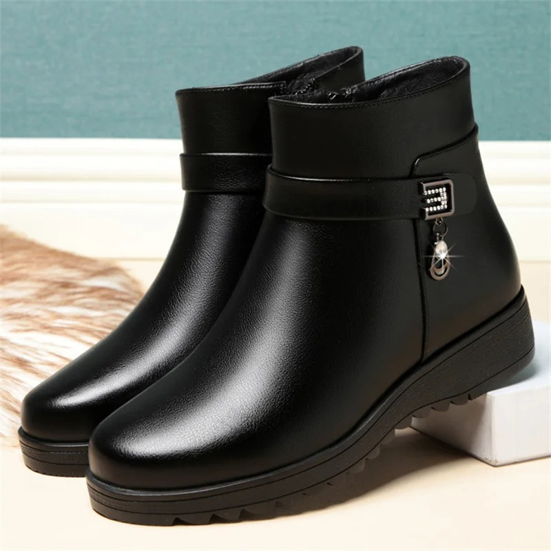 Levoire | Femmes Bottes Strass Avec Boucle Antidérapante Noir