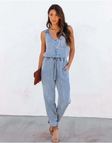 Levoire | Printemps Été Nouveauté Femmes Jean Salopettes Bleu clair