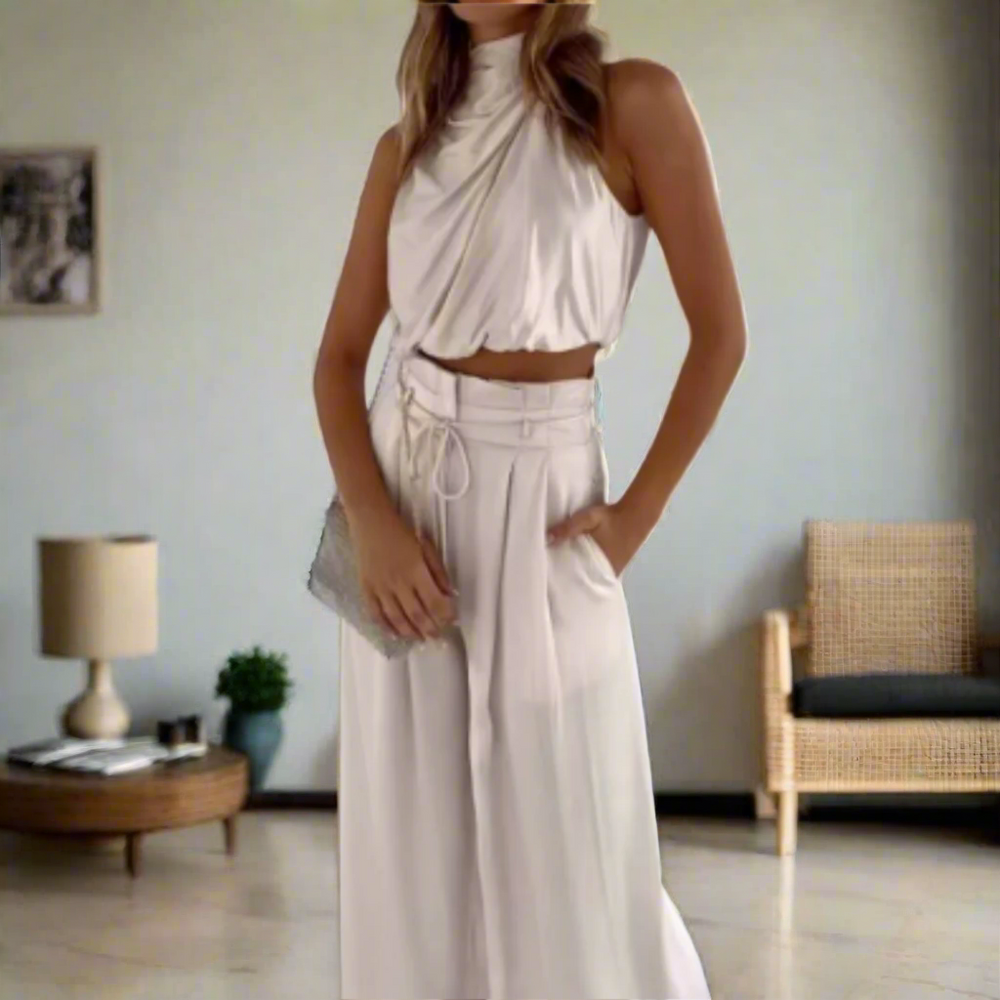 Levoire | Ensemble D'Été Pour Femmes Avec Top Avec Décolleté Tendance Et Pantalon Large