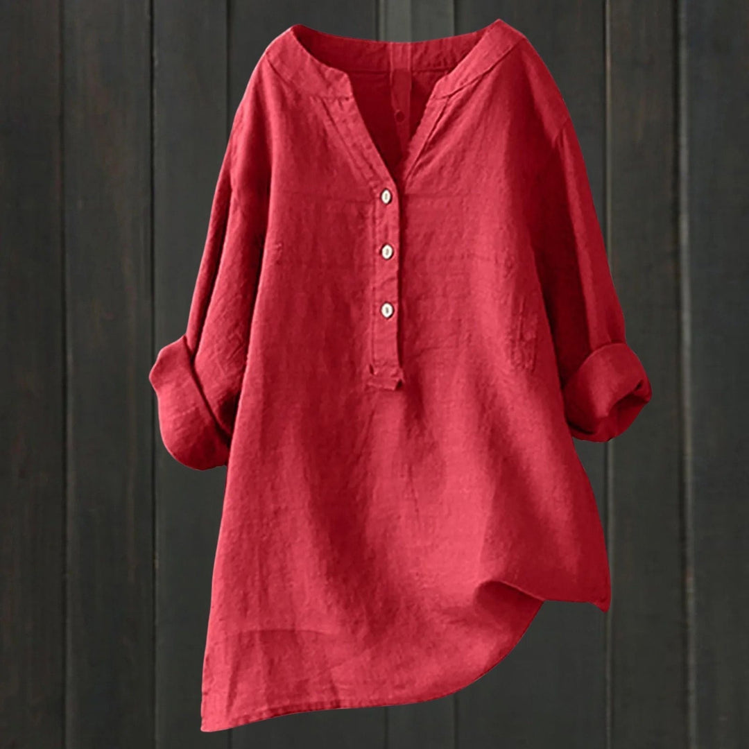 Levoire | Blouse Élégante Et Polyvalente Avec Patte De Boutonnage Rot
