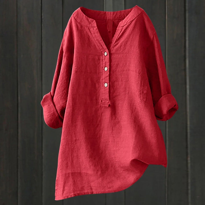 Levoire | Blouse Élégante Et Polyvalente Avec Patte De Boutonnage Rot