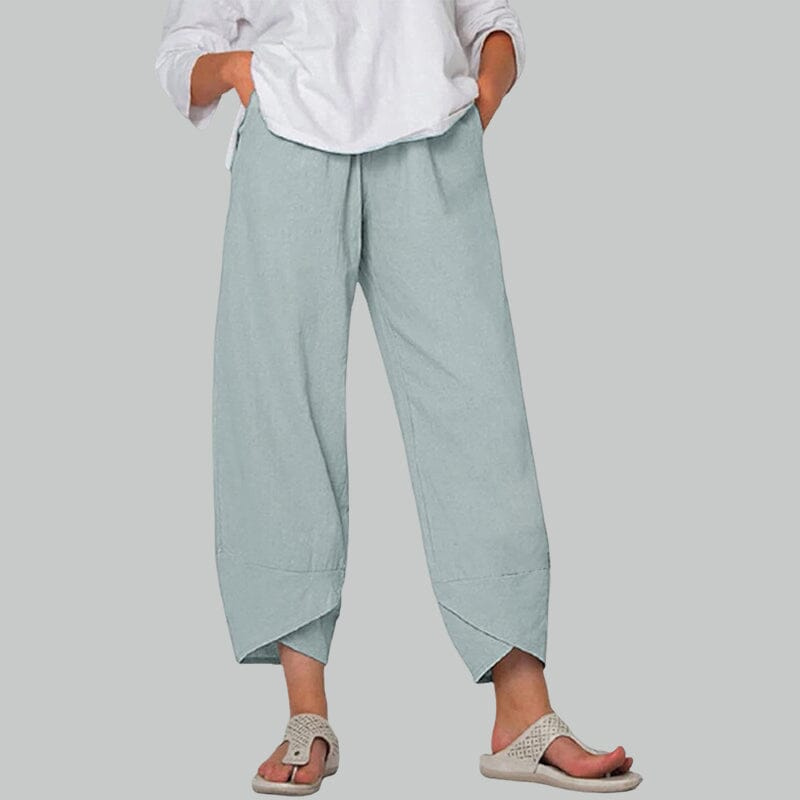 Levoire | Pantalon femme en coton léger et lin, confort d'été pour femmes Gris-vert