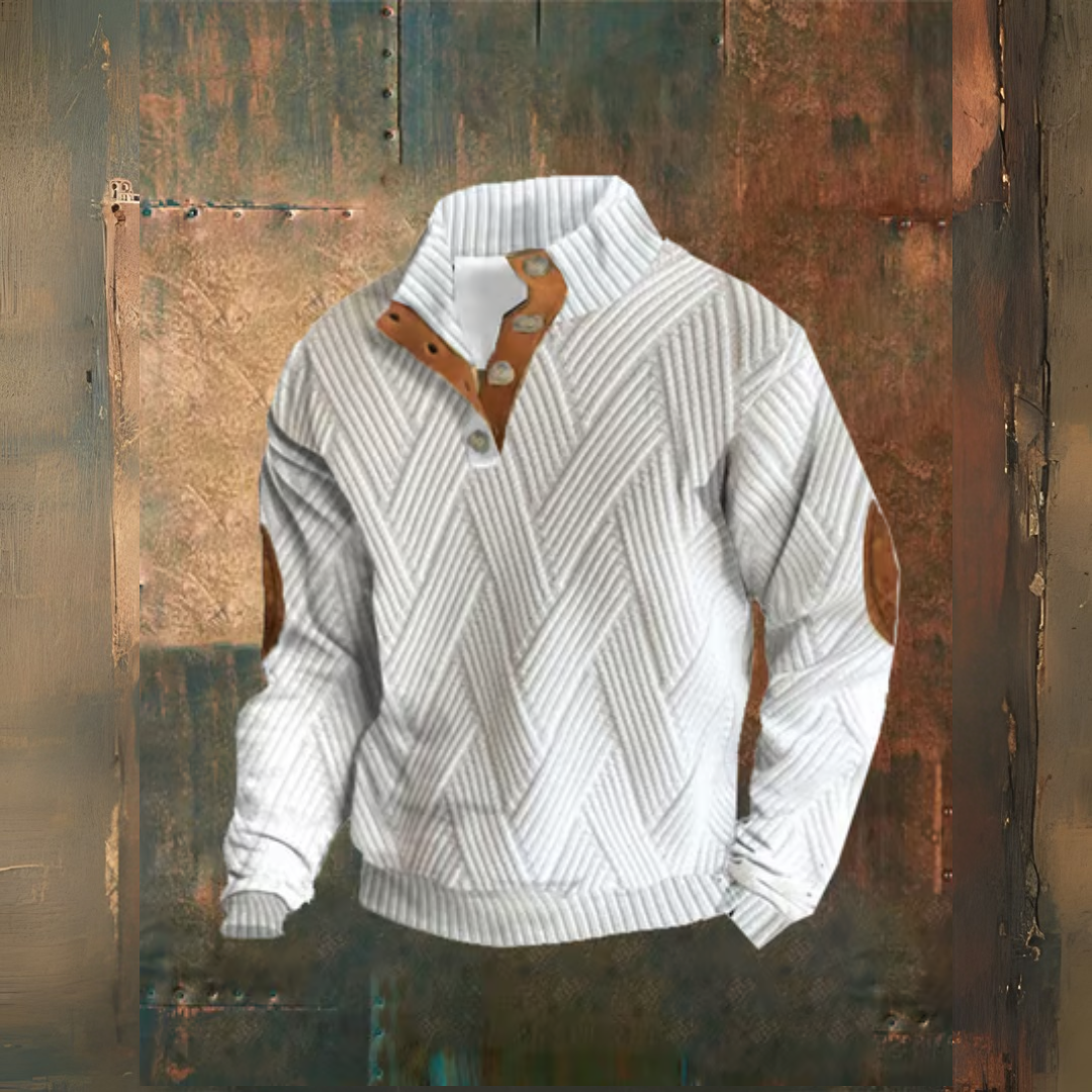 Levoire | Motif À Carreaux Pull À Boutons Décontracté Blanc