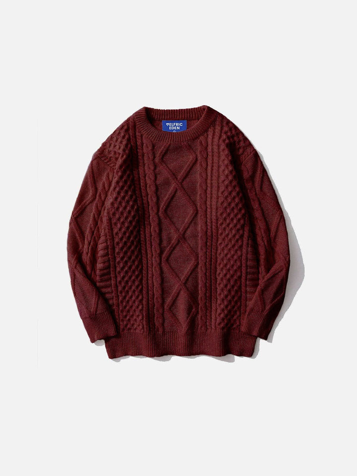 Levoire | Pull Texturé À Col Rond Et Manches Longues Mörkerouge