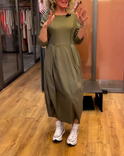 Levoire | Robe flatteuse pour femmes avec col rond élégante pour femmes Vert