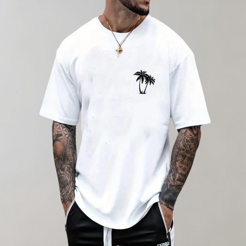 Levoire | T-shirt graphique pour homme avec imprimé palmier look d'été Blanc