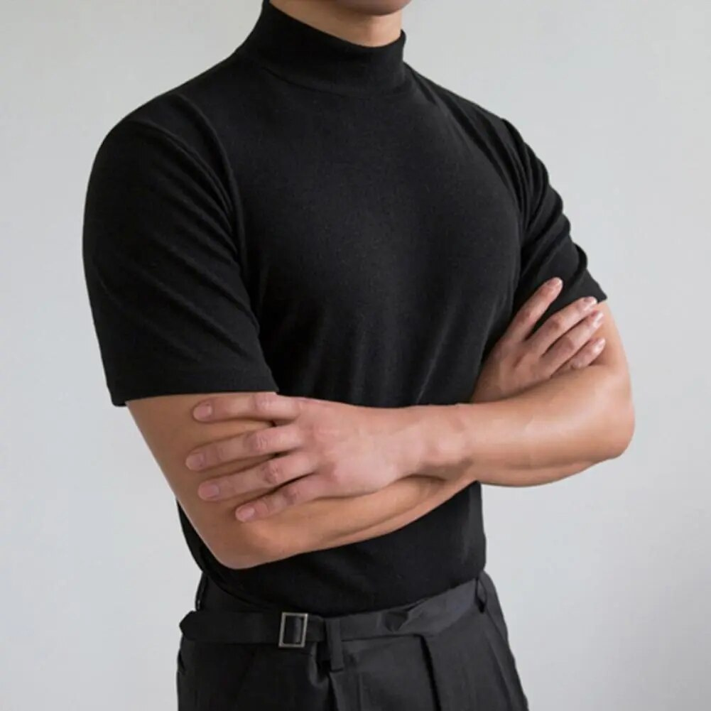 Levoire | Chemise pour homme élégante T-shirt basique à col roulé avec col haut Noir