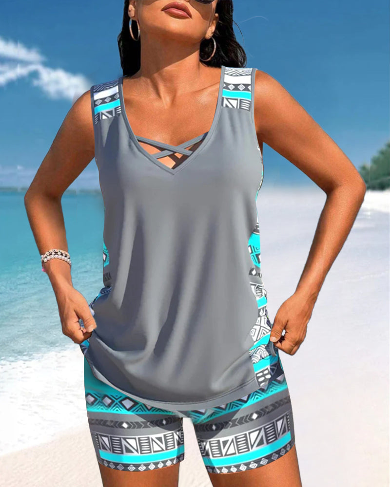 Levoire | Tankini Avec Un Motif Géométrique Et Encolure En V