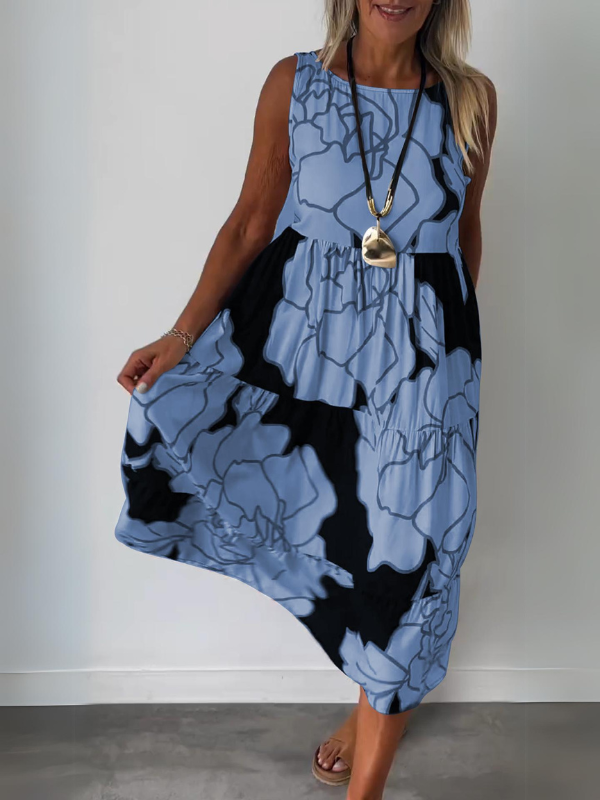 Levoire | Robe À Fleurs Élégante Bleu