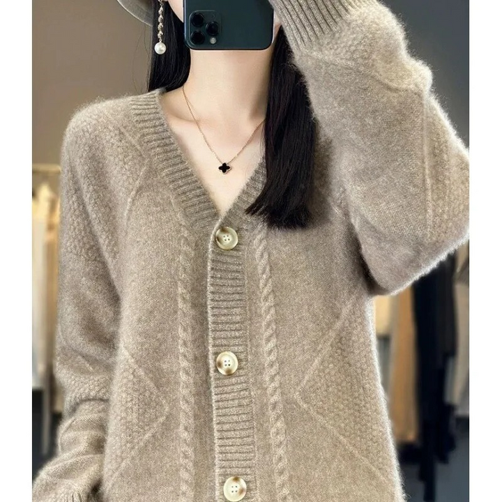 Levoire | Gilet pour femmes avec décolleté en V et liste de boutons Hellebrun