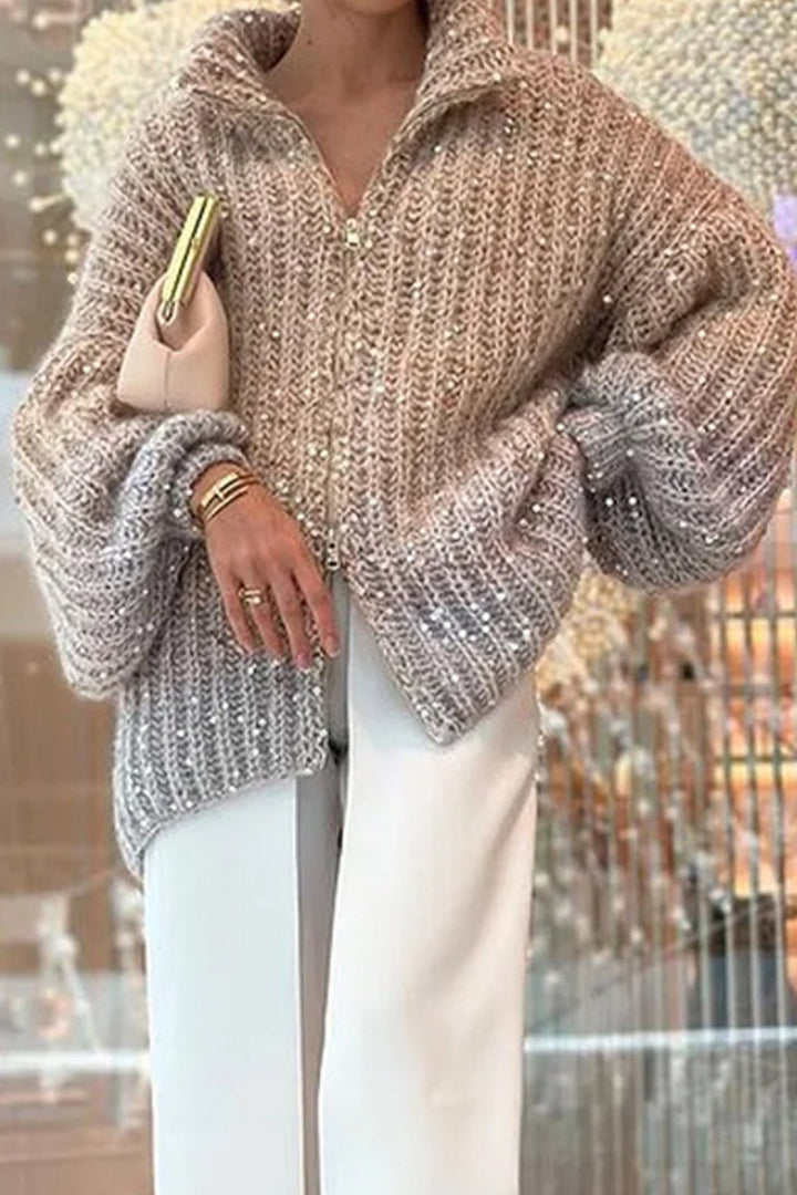 Levoire | T-Shirt Paillettes Avec Col Roulé Pour Un Chic Décontracté Crème Blanc