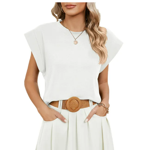Levoire | T-Shirts D'Été Pour Femmes À Manches Courtes Et Encolure Ronde Blanc