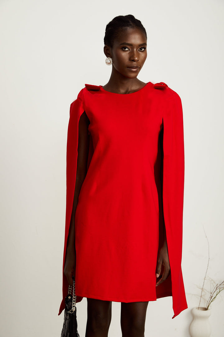 Levoire | Détail De Nœuds Rouges Cape Mini Robe